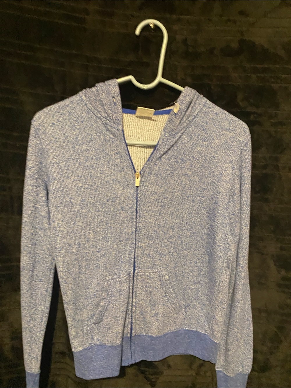 Men's Light Blue Hooded Zip Sweater - Casual Full-Zip Hoodie